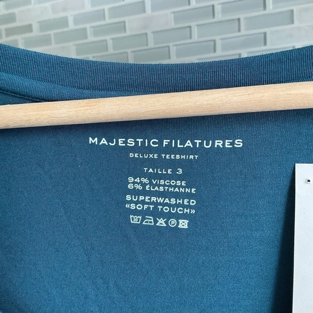 NWT Majestic Paris Blue Long Sleeve Scoop neck Top - Picture 4 of 6